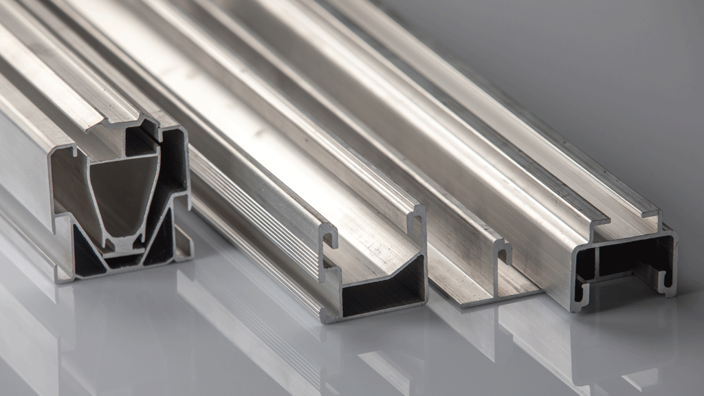 Detalle de perfil de aluminio lacado para puerta batiente exterior