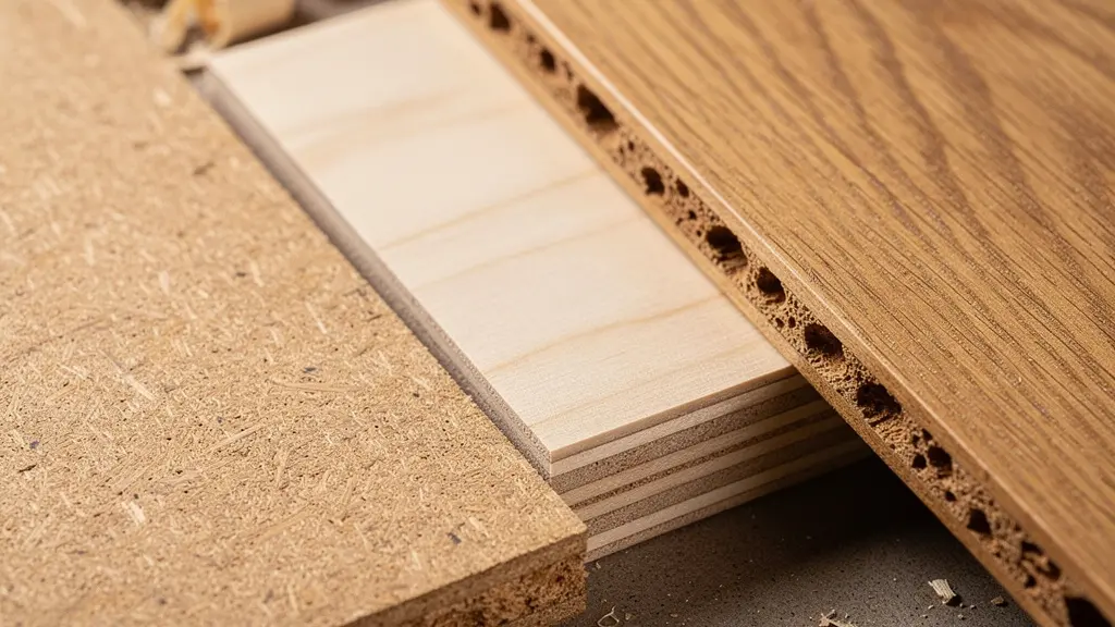 Comparación visual de materiales para banco bajo ventana: MDF, contrachapado y madera maciza