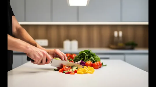 Cocina moderna con iluminación estratégica sobre encimera libre de sombras