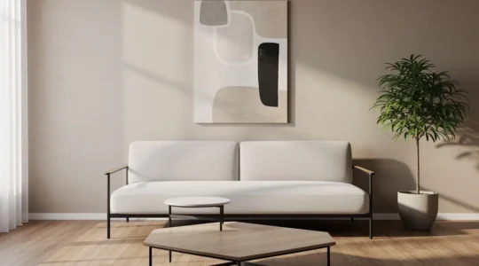Salón con diseño minimalista y equilibrio visual que transmite calma